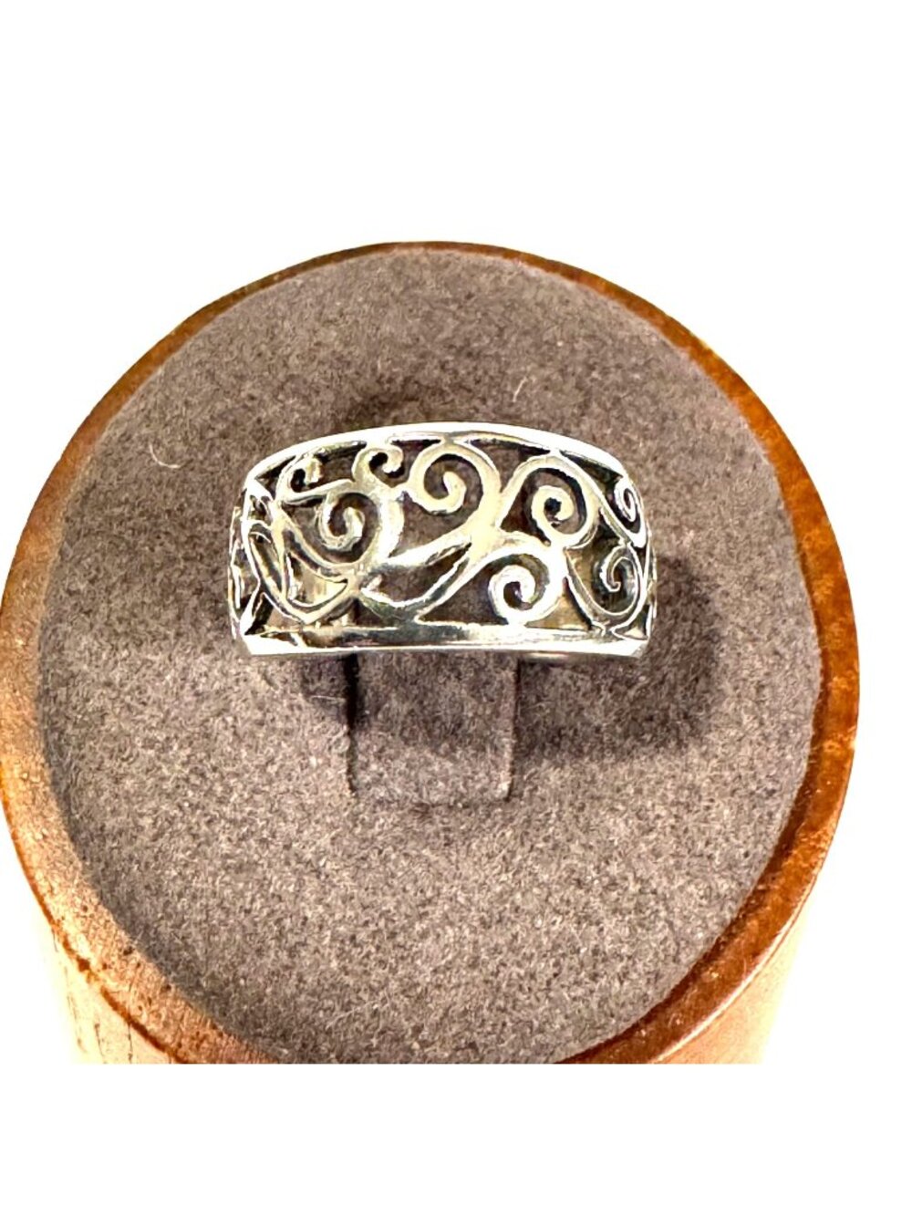 VTG Solid Sterling Silver 925 Scroll Design Tapered Band Ring Size 5.75
